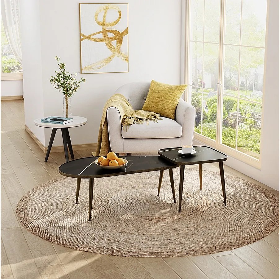 Zestaw stolików kawowych czarny 105x64.5x35 manitoba