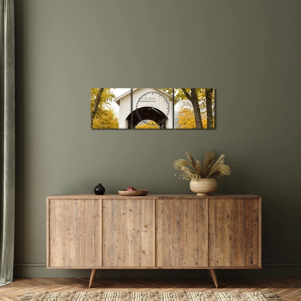 Obraz mostu w Oregonie (z zegarem) (90x30 cm)