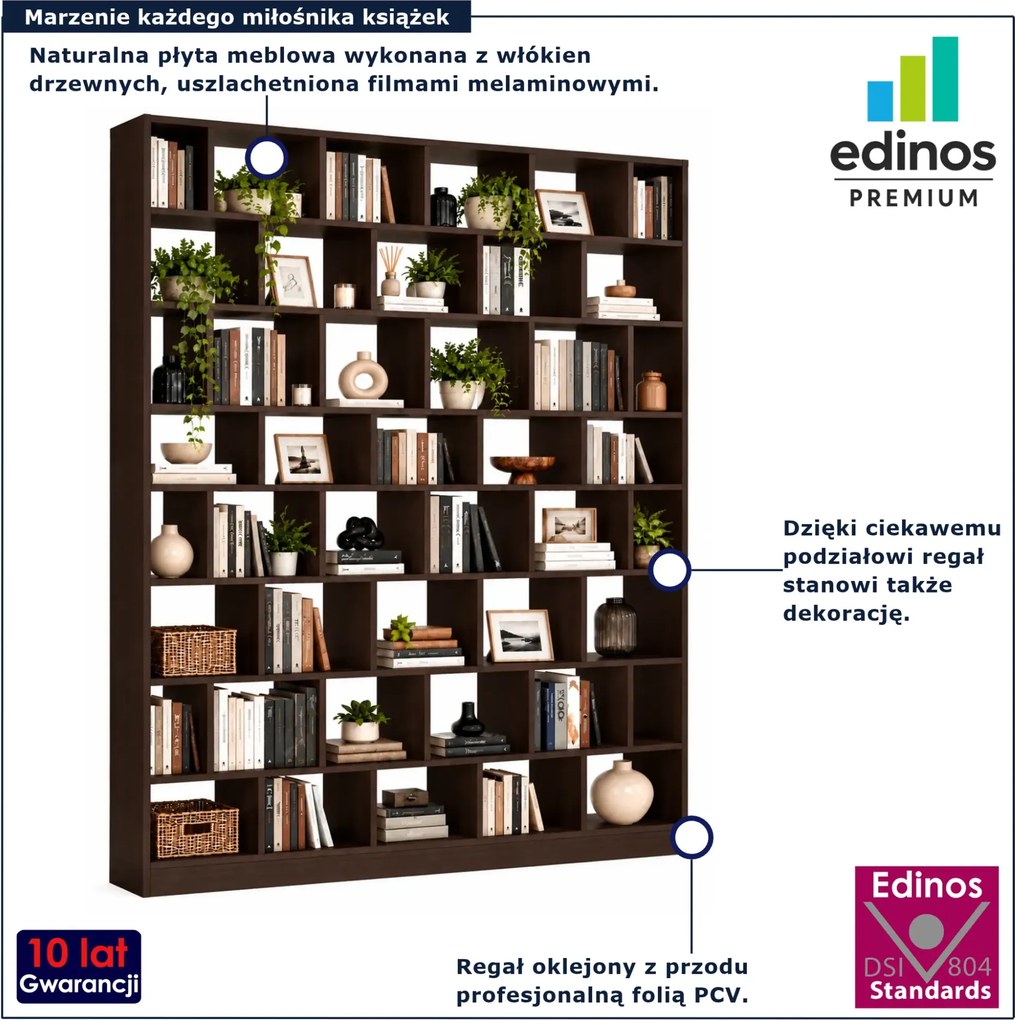 Duża biblioteczka regał na książki do salonu wenge R1-M19