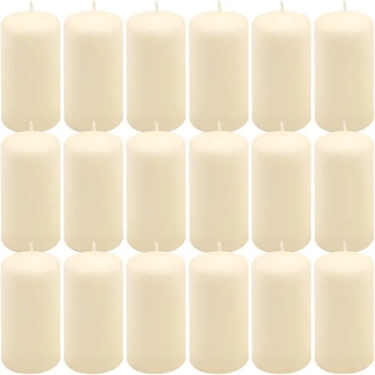 Zestaw świec filarowych, 11,5 cm, Ø 6 cm, kremowe, 18 szt.