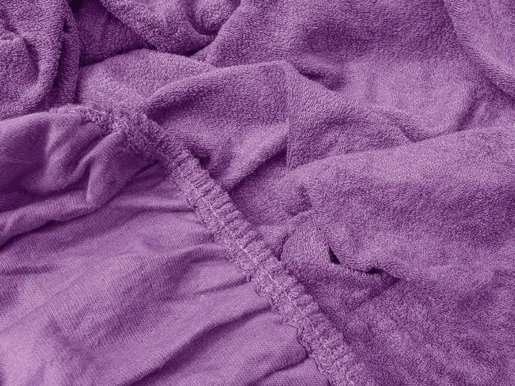 PrzytulneMieszkanie.pl Prześcieradło frotte ciemnofioletowe 90 x 200 cm