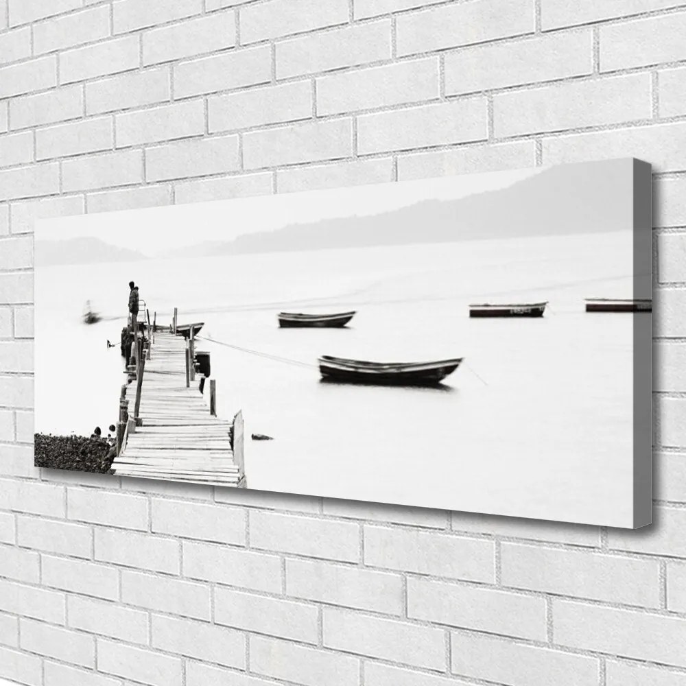 Zdjęcie na płótnie Przystań Łodzi pod Mostem