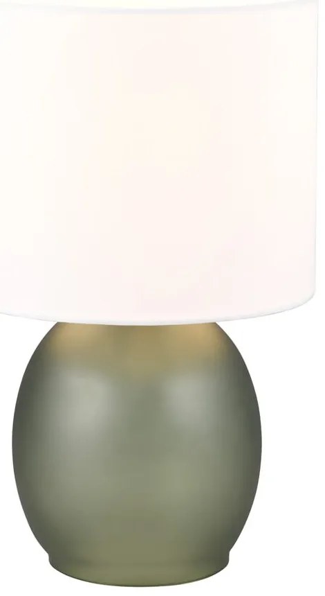 Biało-zielona lampa stołowa z tekstylnym kloszem (wys. 29 cm) Vela – Trio