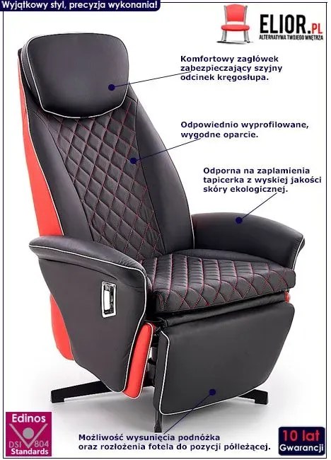 Czarny rozkładany wypoczynkowy fotel pokojowy Z6-B01