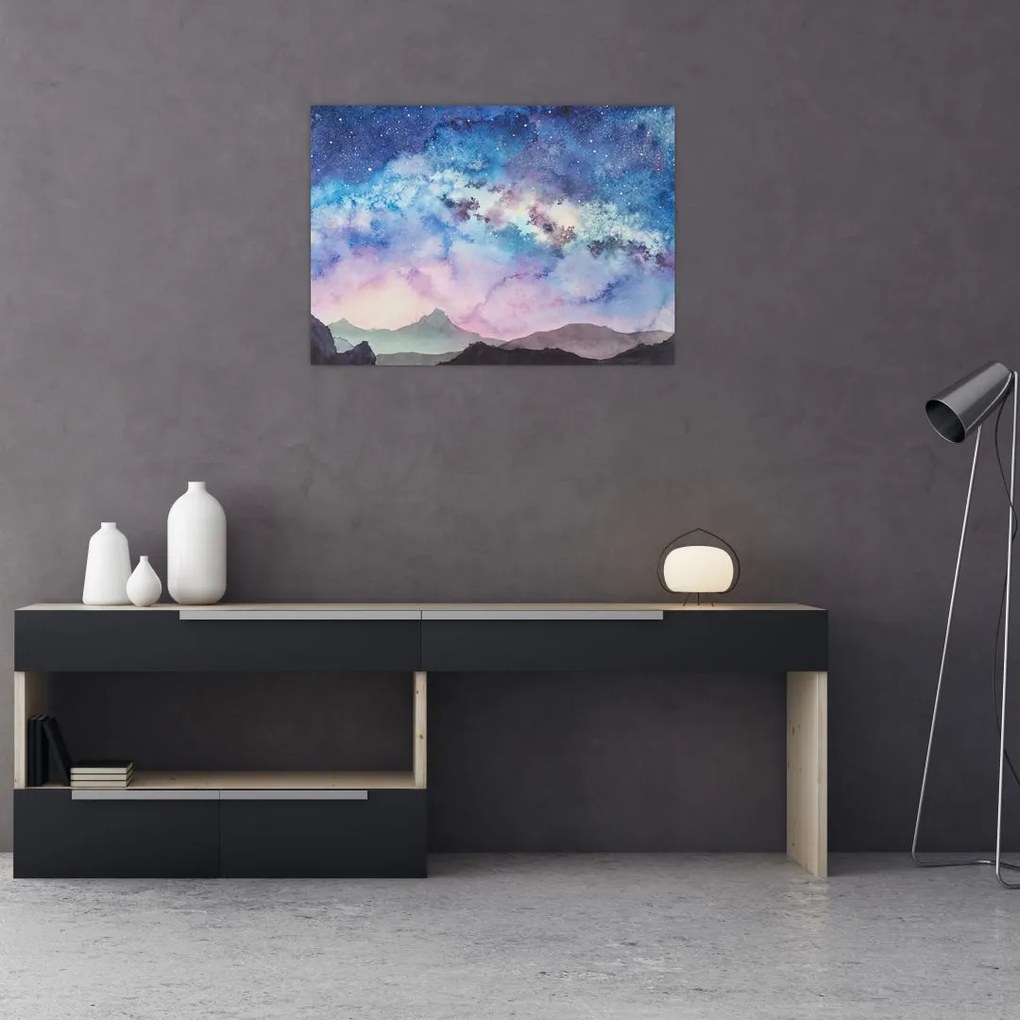Obraz na szkle - Droga Mleczna, akwarela (70x50 cm)