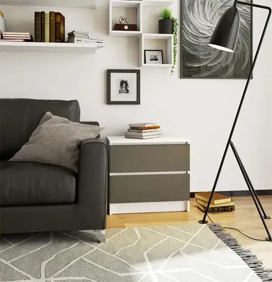 Mała komoda z szufladami - biała + grafit T8-S54