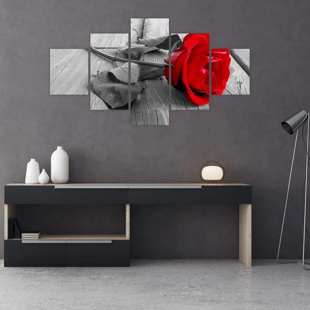 Obraz czerwonej róży (125x70 cm)
