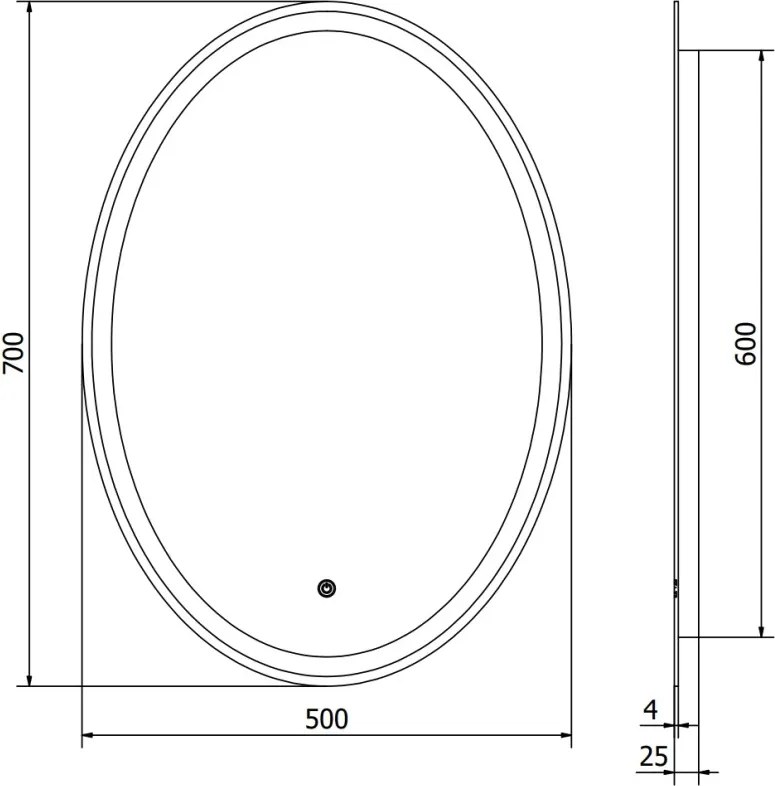 Mexen Elz lustro łazienkowe podświetlane 50 x 70 cm, LED 6000K, antypara - 9802-050-070-611-00