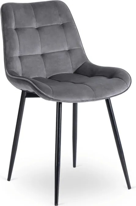 Zestaw Stół Okrągły Rozkładany HARRY 102-142 cm Dąb Craft/Czarny i 4 Krzesła Tapicerowane CHRIS Szare Nowoczesne