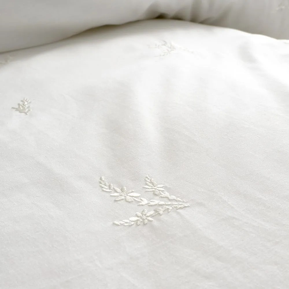Biała bawełniana pościel dwuosobowa 200x200 cm Lottie Floral Embroidery – Bianca