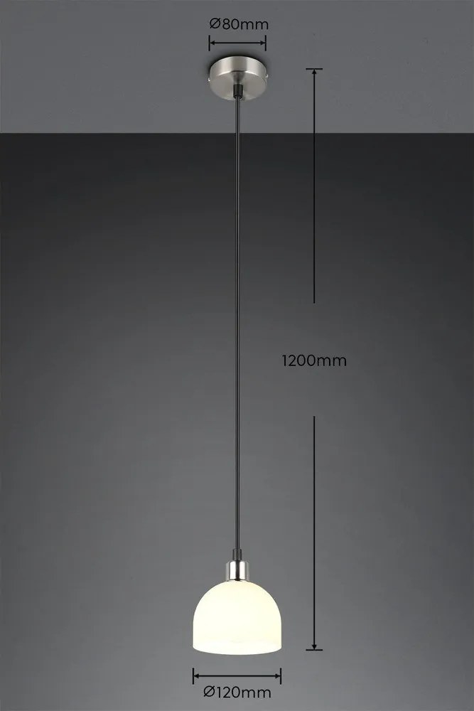 Lampa wisząca w biało-srebrnym kolorze ze szklanym kloszem ø 12 cm Molly – Reality