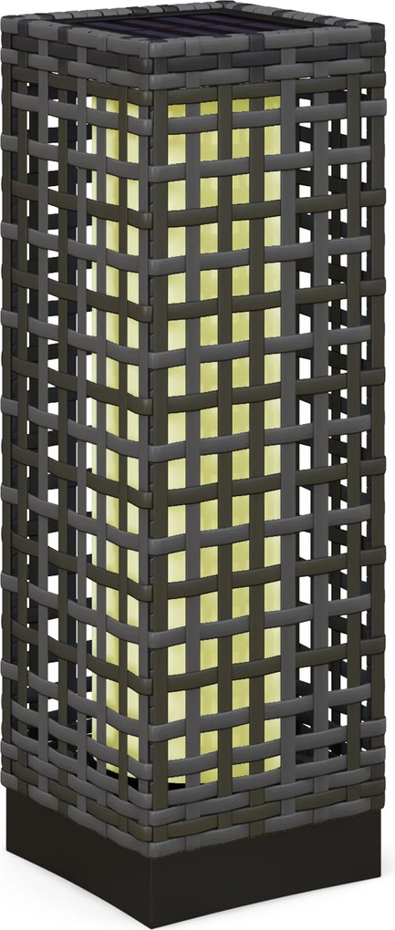 Outsunny Lampa Solarna Rattan Wodoodporna Ogrodowa z Czujnikiem Światła Stal Szary 155x155x46cm | Aosom PL