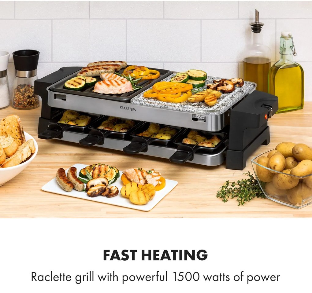 Klarstein Sirloin 1500W 8 Osób Grill Raclette Czarny