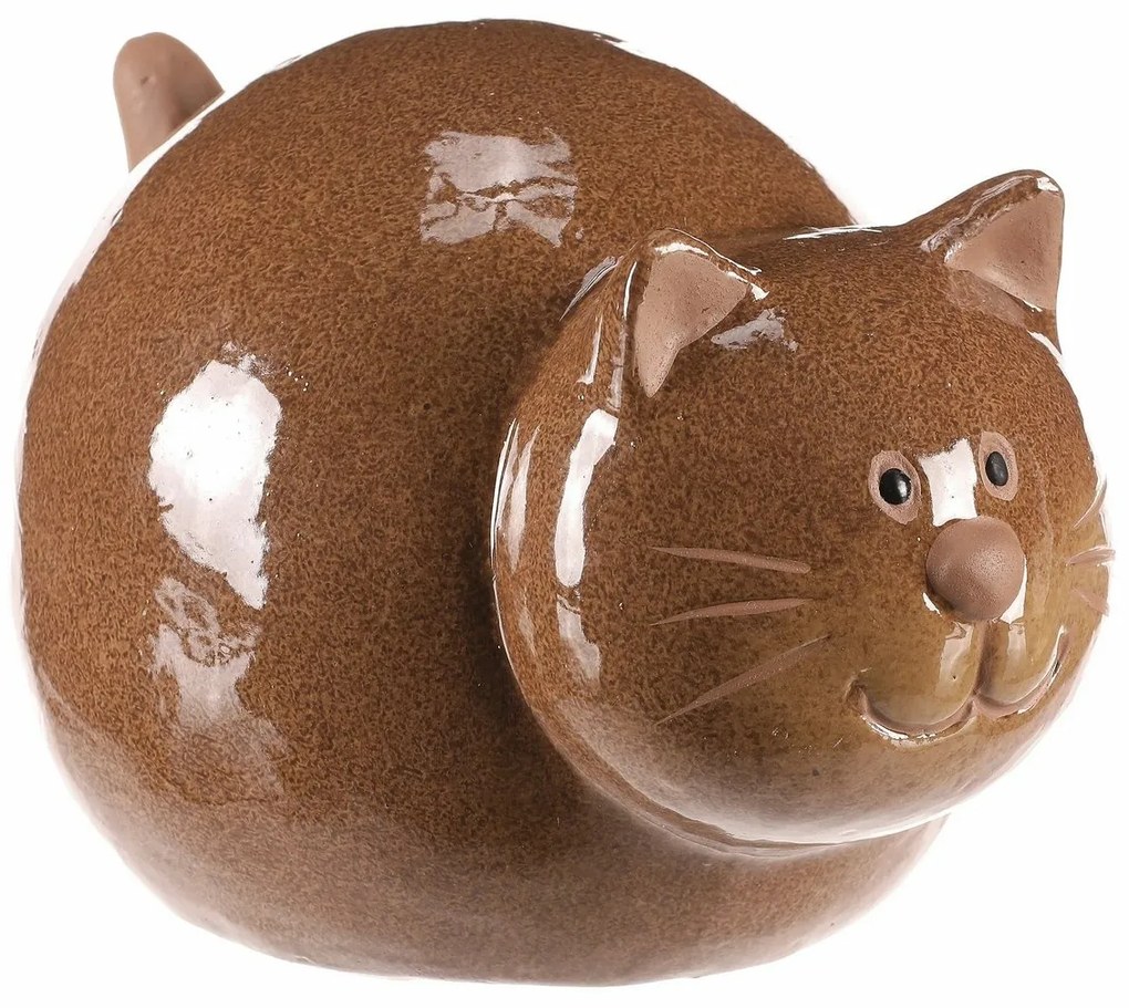 Dekoracja ceramiczna Kot, 18 x 13 x 12 cm, brązowa, 18 cm