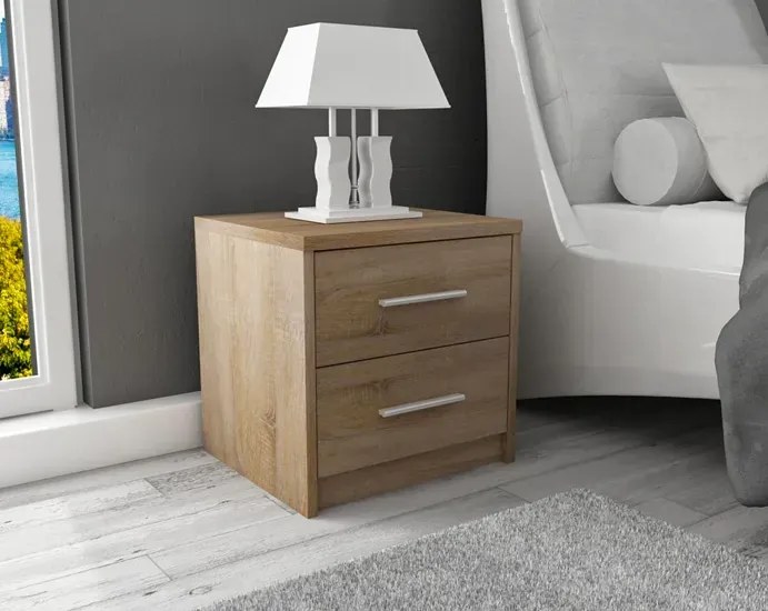 Minimalistyczna szafka nocna dąb sonoma + biały C8-S17