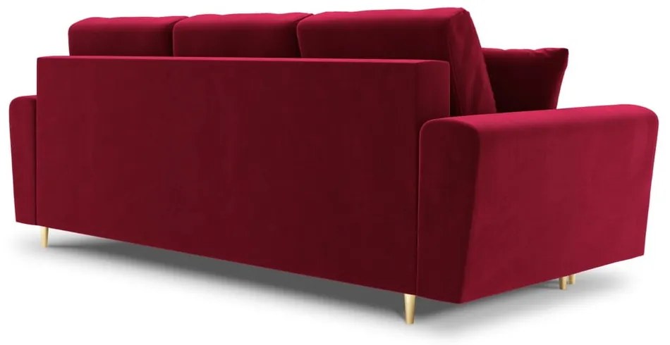 Czerwona aksamitna rozkładana/ze schowkiem sofa 235 cm Kyoto – Cosmopolitan Design