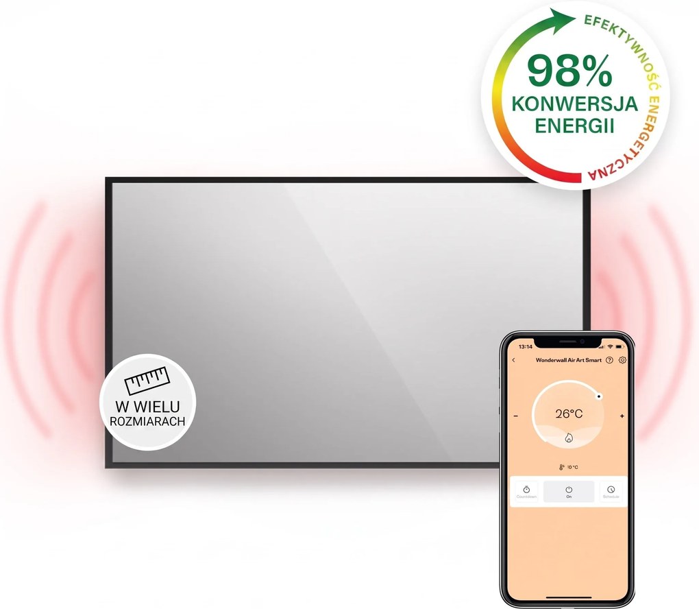 Klarstein La Palma Smart 1000W 120x60cm Panel na podczerwień lustro Czarny