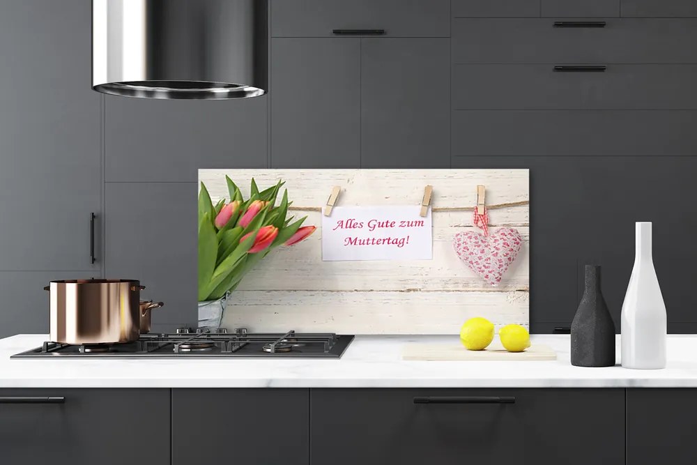 Panel Szklany Artystyczne Serce z Tulipanów