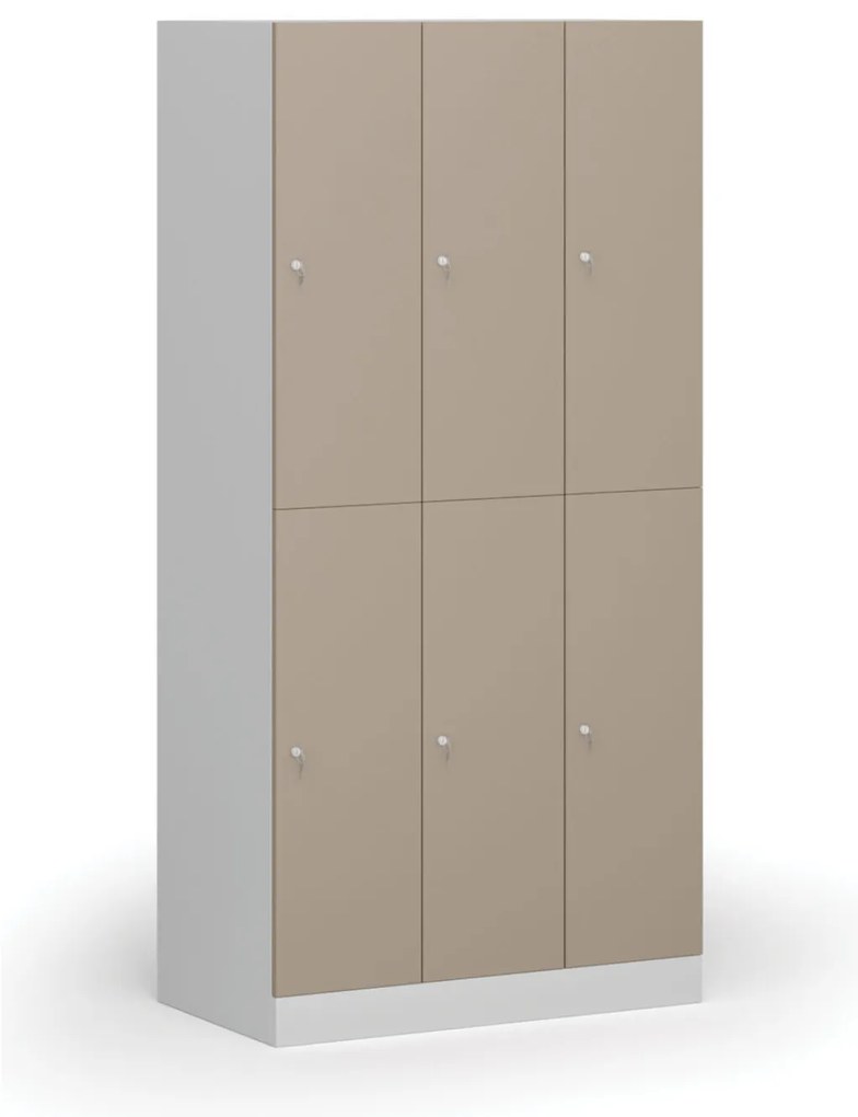 Szafka skrytkowa, 6 schowków, 1850 x 900 x 500 mm, demontaż, zamek cylindryczny, drzwi beżowe