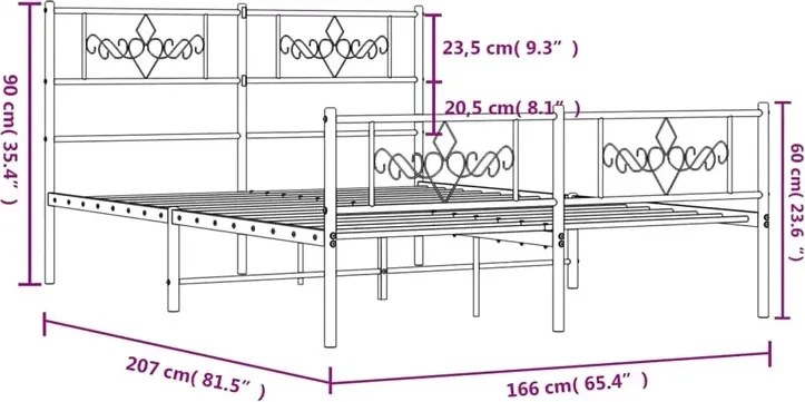 Czarne metalowe łóżko małżeńskie 160x200cm F6-C78