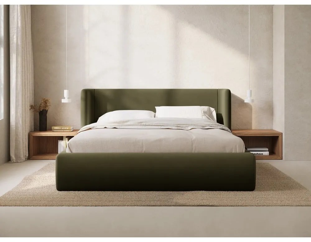 Zielone tapicerowane łóżko dwuosobowe ze schowkiem ze stelażem 160x200 cm Jason – Windsor &amp; Co Sofas