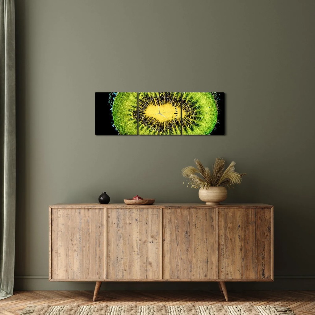 Obraz - szczegół kiwi w wodzie (z zegarem) (90x30 cm)