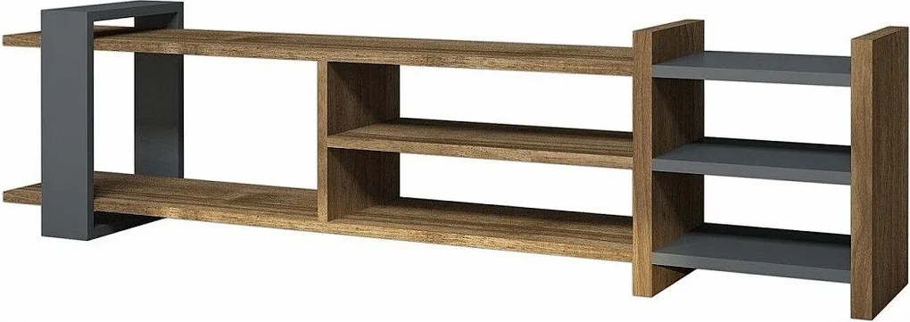 Stojak pod telewizor – 156 cm x 40 cm x 29,6 cm – orzech i antracyt – płyta wiórowa pokryta melaminą