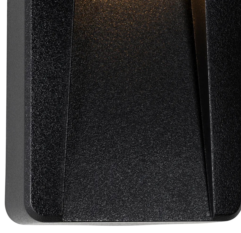 Zestaw 2 czarnych prostokątnych lamp ściennych zewnętrznych z wbudowanymi diodami LED IP65 - Gem