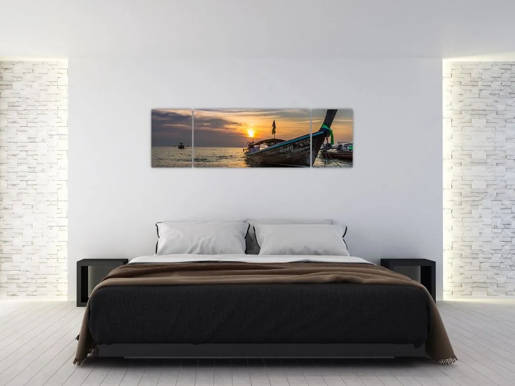 Obraz statku na brzegu (170x50 cm)