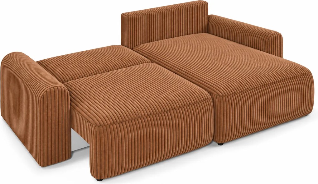 Rozkładana dwustronna sofa w kształcie L NORDEN TILIA 250x140 cm, terakotowa