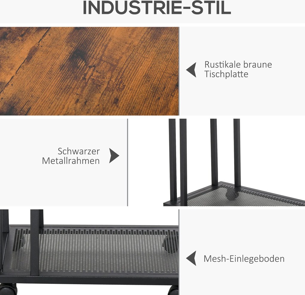 HOMCOM Stolik wózek na kółkach w kształcie litery C Mazerowany dł 51 x szer 36 x wys 65 cm Kolor czarny orzech | Aosom PL