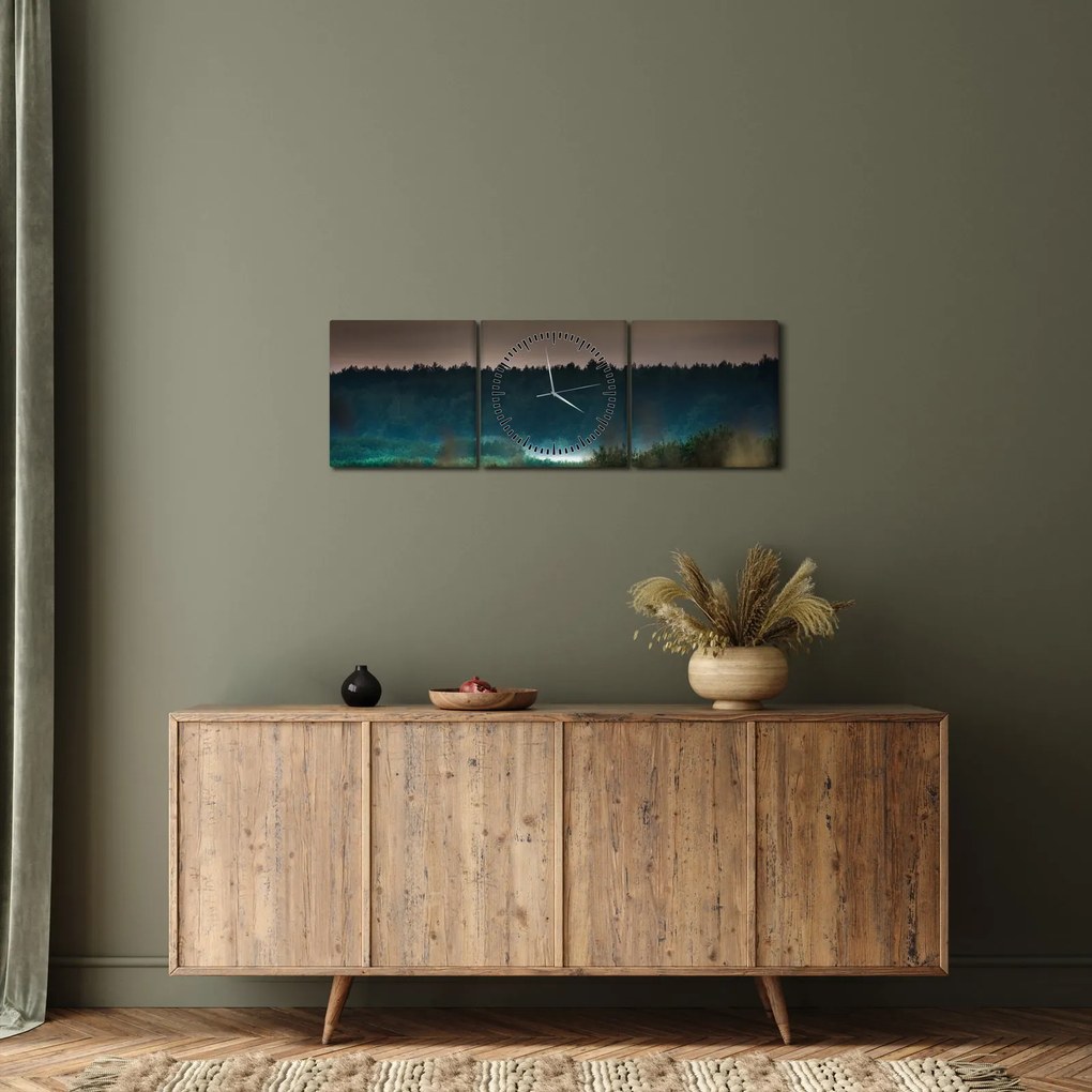 Obraz - Krajobraz górski (z zegarem) (90x30 cm)