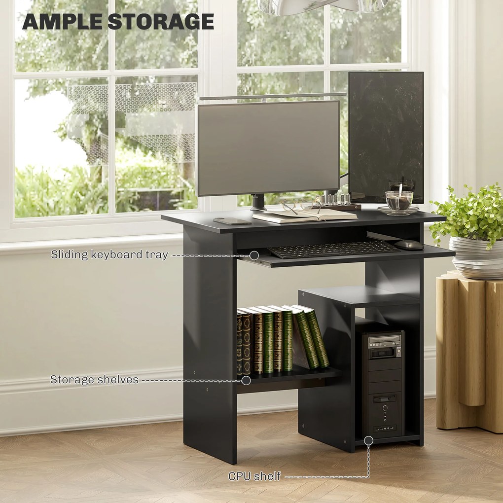 HOMCOM Biurko Komputerowe, Biurko, Płyta Wiórowa, Metal, 80 x 45 x 75 cm, Czarny