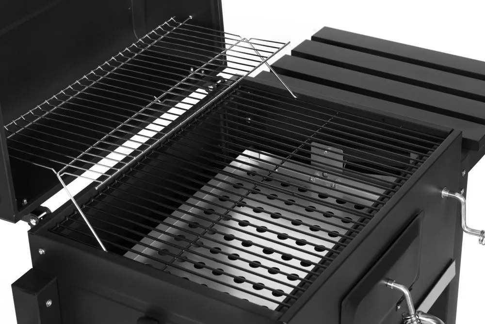 Grill węglowy ogrodowy GW-01 z półkami, kółkami i pokrywą