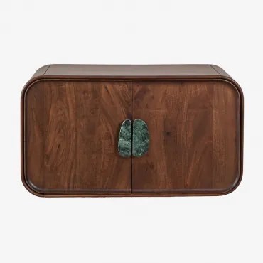 Zestaw Mebli Łazienkowych Z Drewna Mango I Naturalnego Kamienia Kivalina Zielony Marmur Udaipur – Ciemne Drewno Mango - Sklum