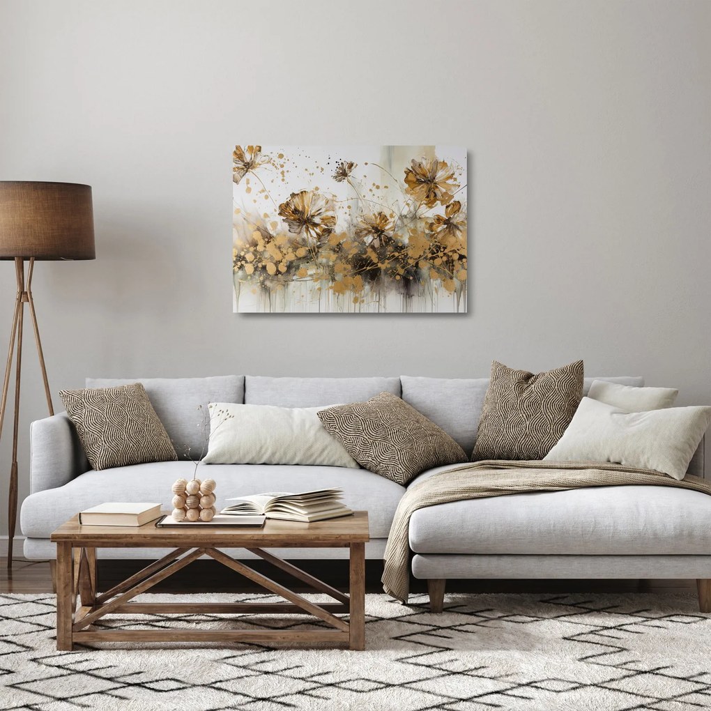 Obraz na szkle - Abstrakcyjny kwiatowy obraz (70x50 cm)