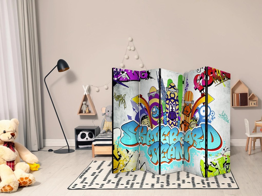 Parawan akustyczny Street art 225x172 cm 5-częściowy wielokolorowy ARTGEIST B
