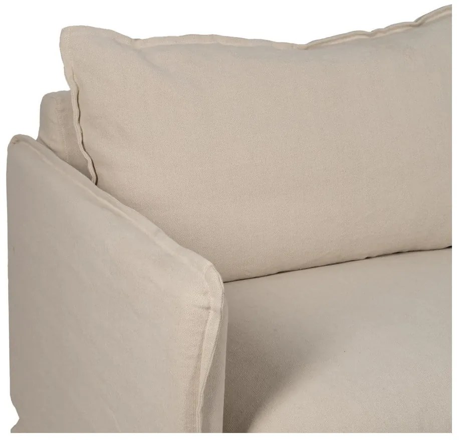 Kremowa lniana sofa 200 cm – Ixia