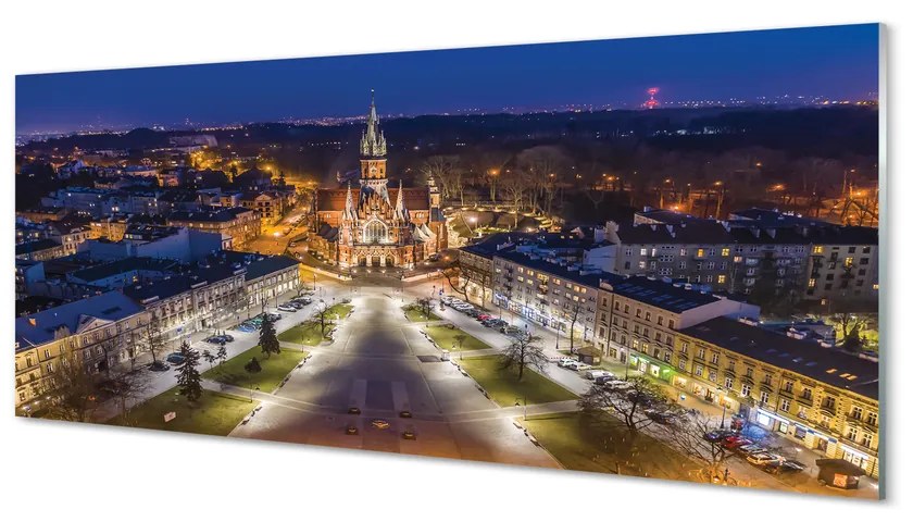 Obraz na szkle Kraków Noc kościół panorama