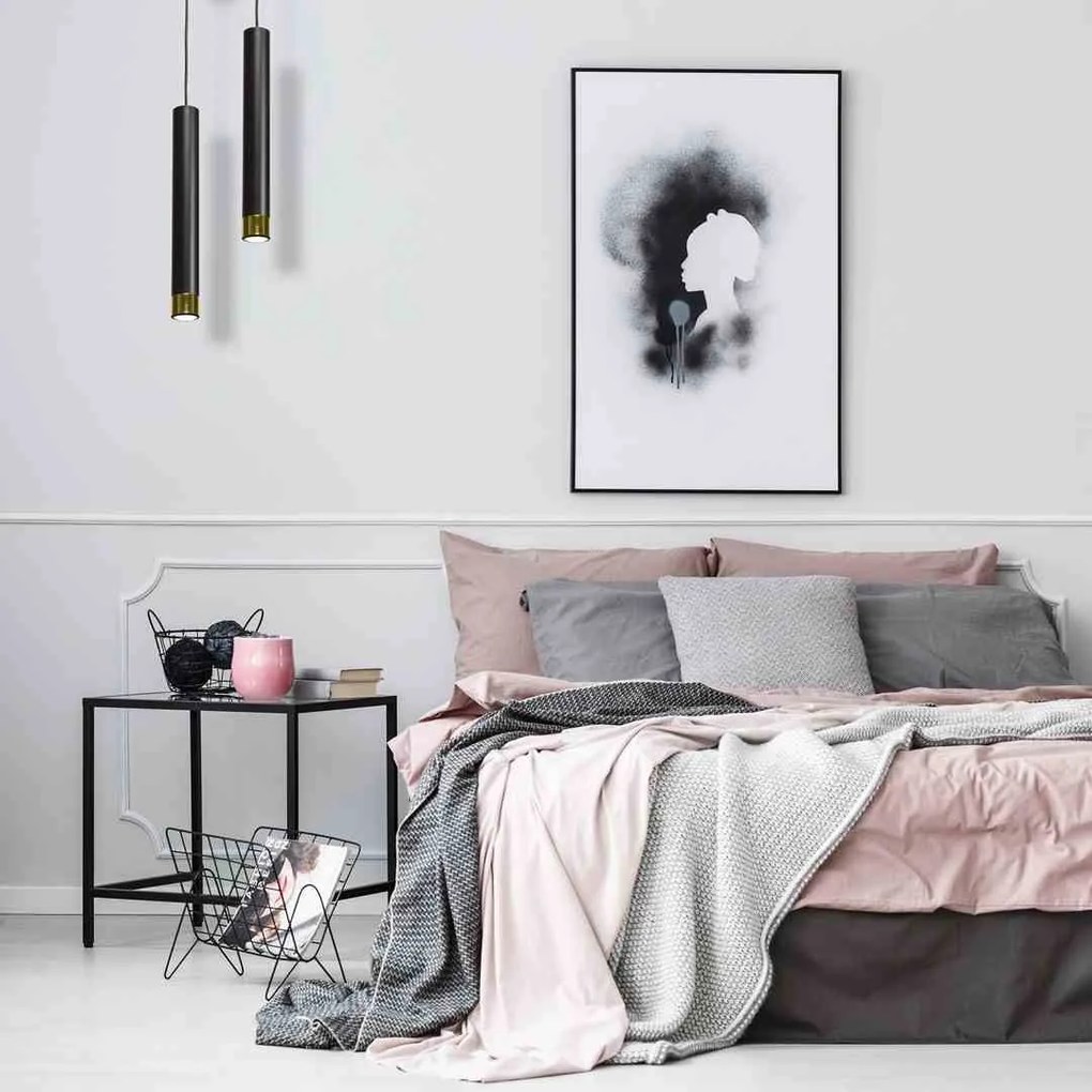 Lampa wisząca tuba, nad stół, wyspę, czarna/złota DANI BLACK/GOLD 1xGU10