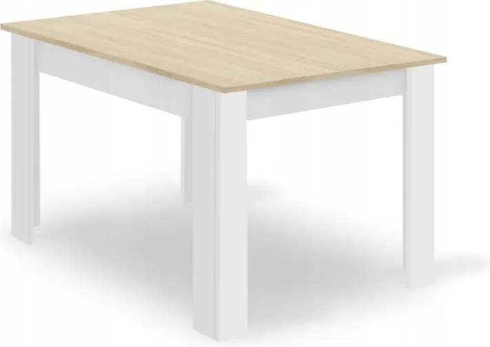 PROMOCJA Biały stół jadalniany z blatem w dekorze dąb sonoma MADO 120x80 II. klasa jakości