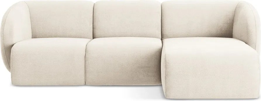 Beżowy narożnik z tkaniny szenilowej (prawostronny/z szezlongiem) Lani – Makamii