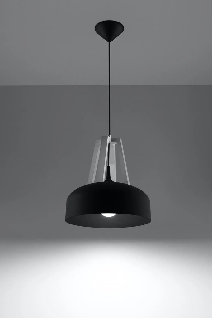 Czarna drewniana lampa wisząca loft - EX516 Hirumi