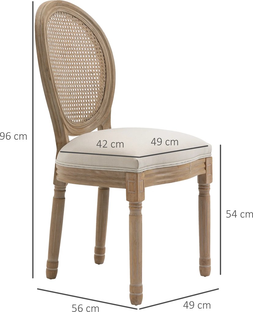 HOMCOM Zestaw 2 krzeseł jadalnianych wygodne i stylowe wymiary 49x56x96 cm do salonu | Aosom PL