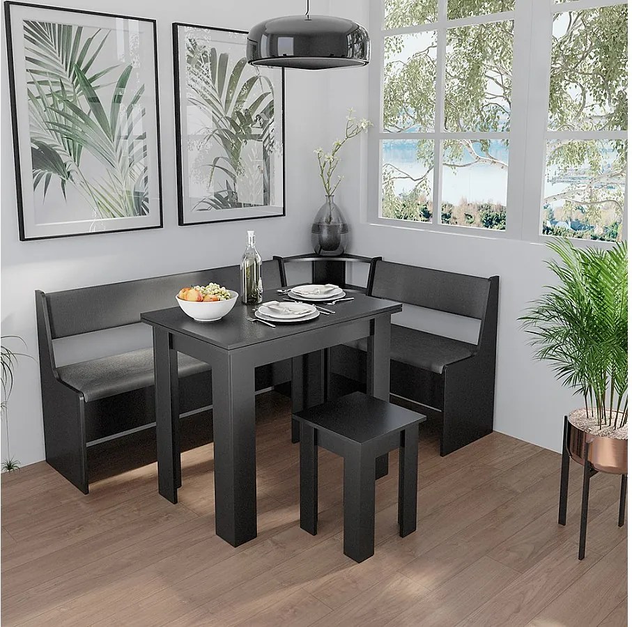 Grupa ławek narożnych czarny 180x120x80 roman