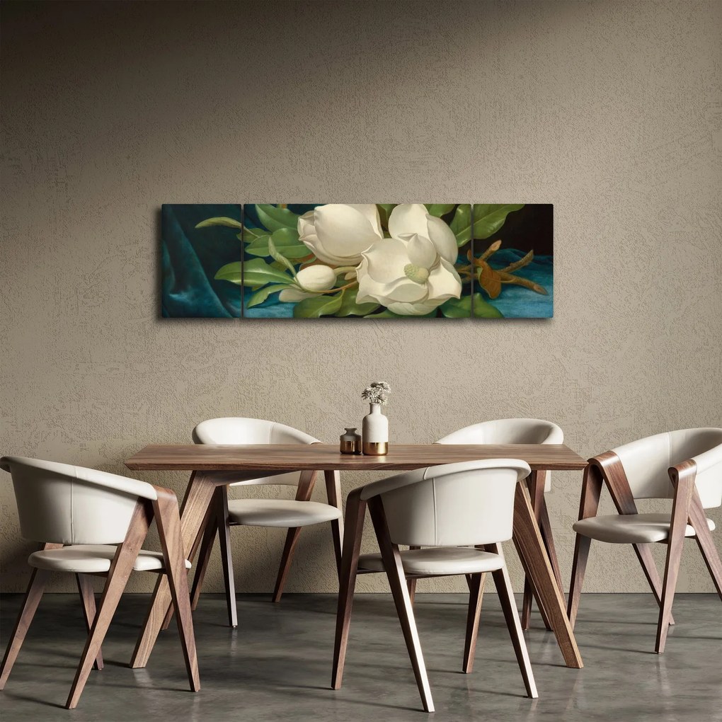 Obraz - Martin Johnson Heade, Giant Magnolias on a Blue Velvet Cloth, reprodukcje (170x50 cm)