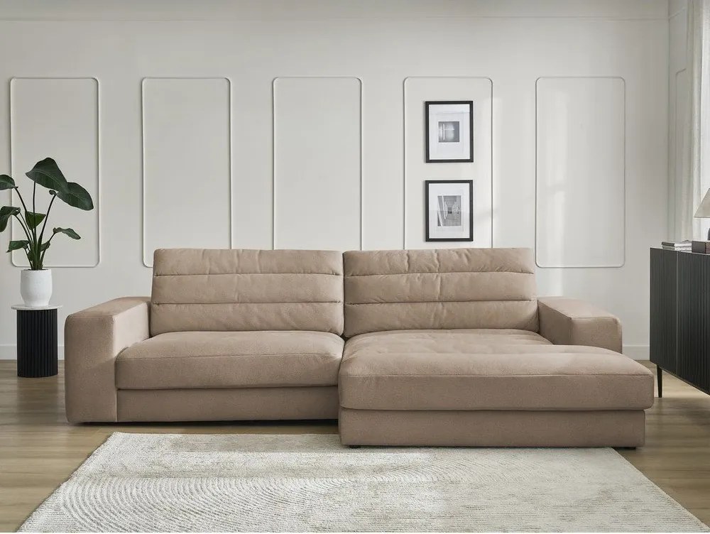 Szarobrązowy aksamitny narożnik (prawostronny/z szezlongiem) Sierra – Bobochic Paris