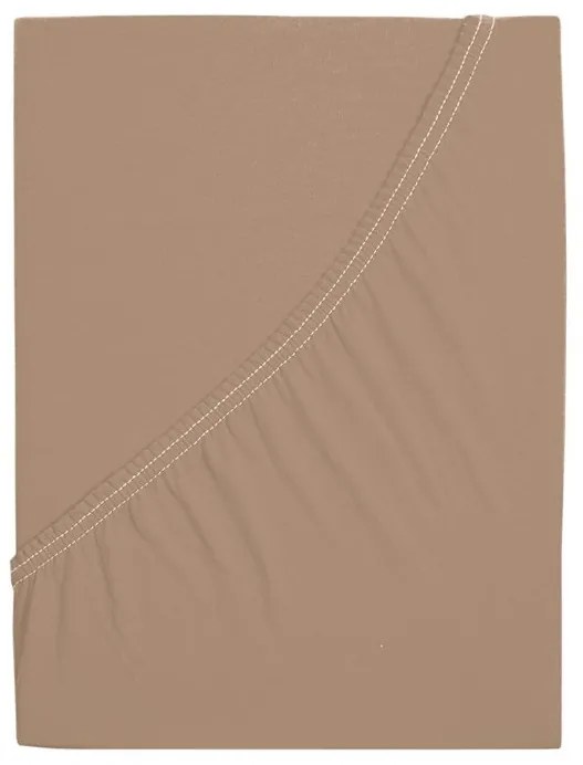 PrzytulneMieszkanie.pl Prześcieradło jersey z bawełny mako LUXORA 180x200 cm jasnobrązowe