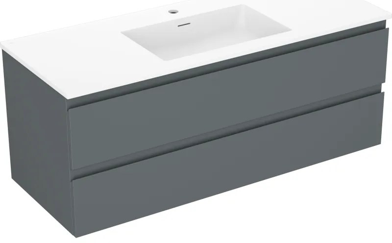 Mexen Orio szafka łazienkowa 120 cm z umywalką Otis, 2 szuflady, grafit mat/biała mat - 91A10-12047-2-BFF66-W18M01