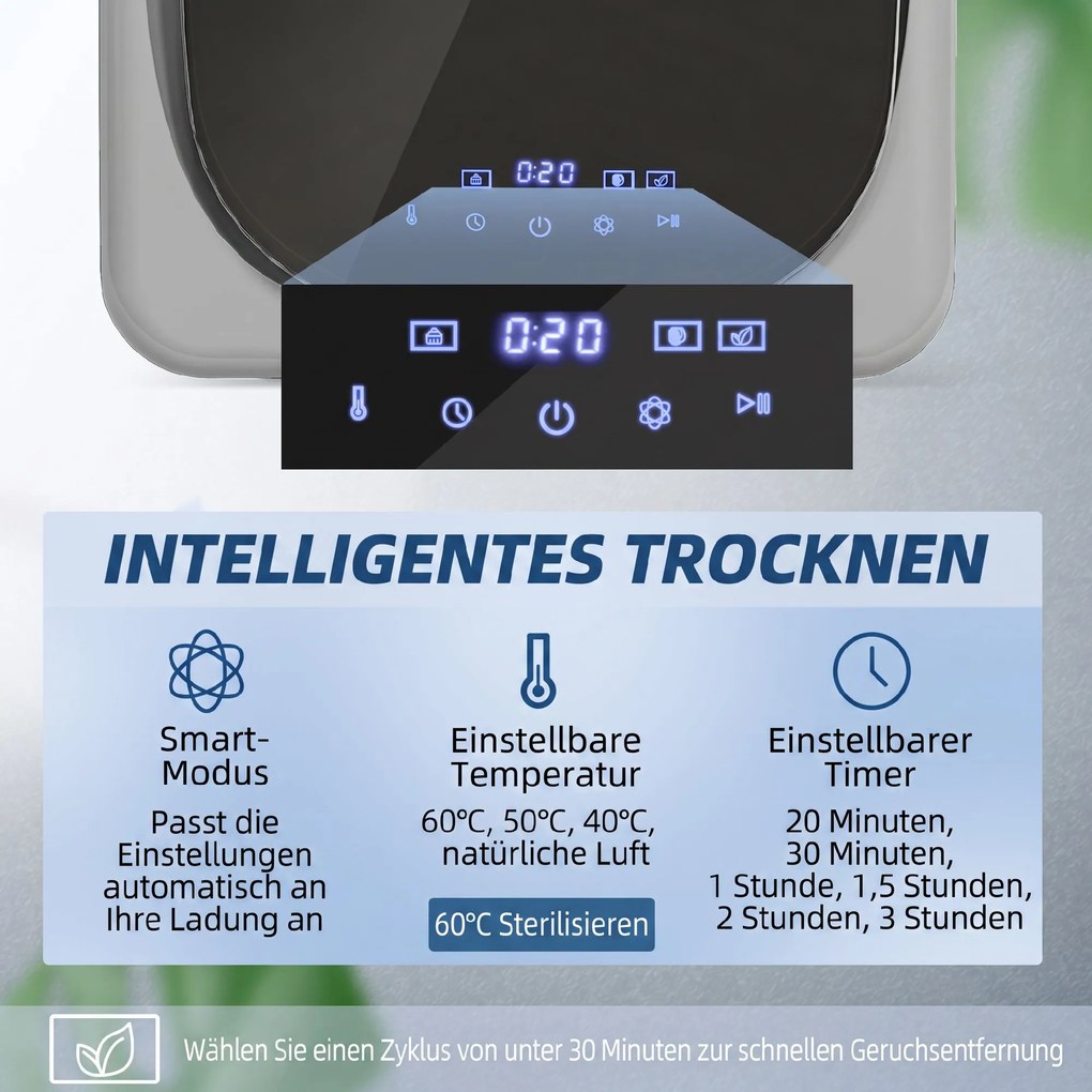HOMCOM Suszarka wentylacyjna 4 kg z trybem Smart, 800 W, kompaktowa suszarka z bębnem ze stali nierdzewnej, srebrna | Aosom PL